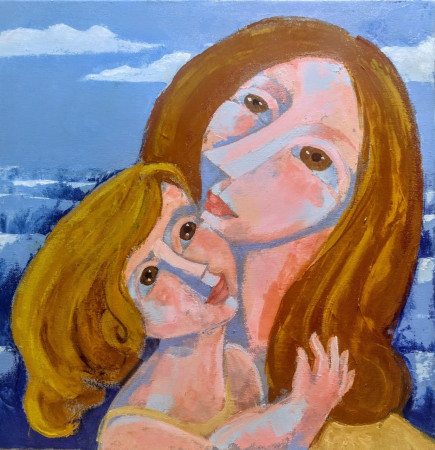 Maternidade azul 50x50 cm. R$ 2500